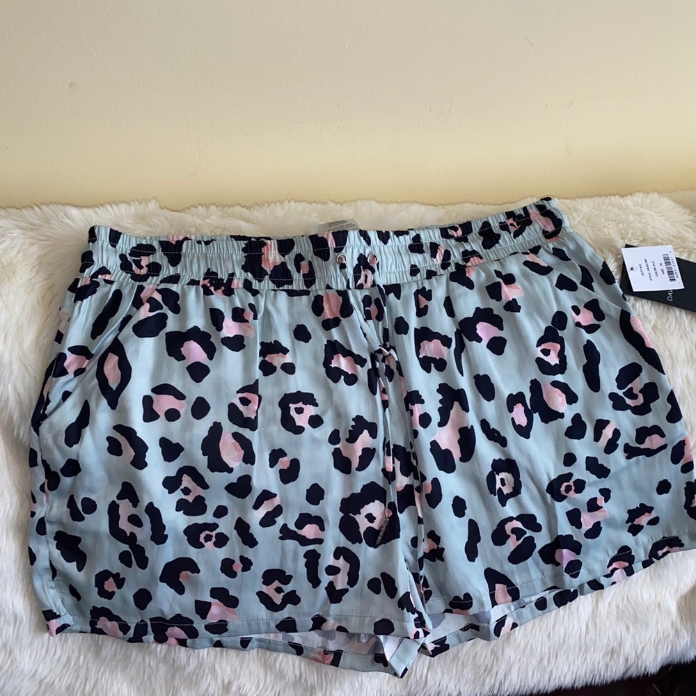 David Lerner Bibi Leopard Sport Shorts Size XL Pink & Blue - Picture 2 of 6